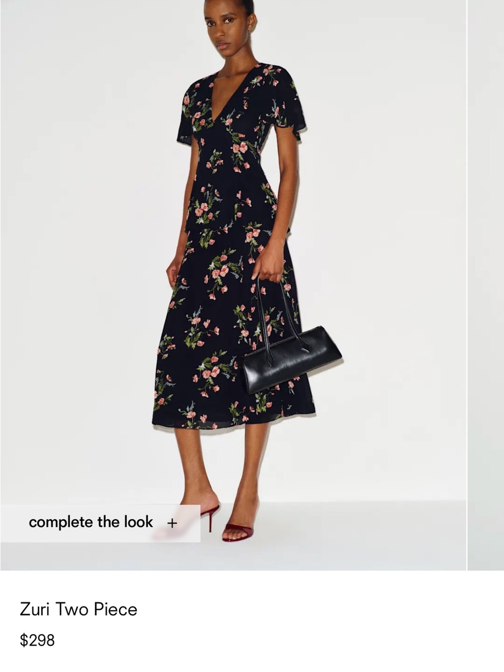 Black Floral Midi two piece set - Reformation